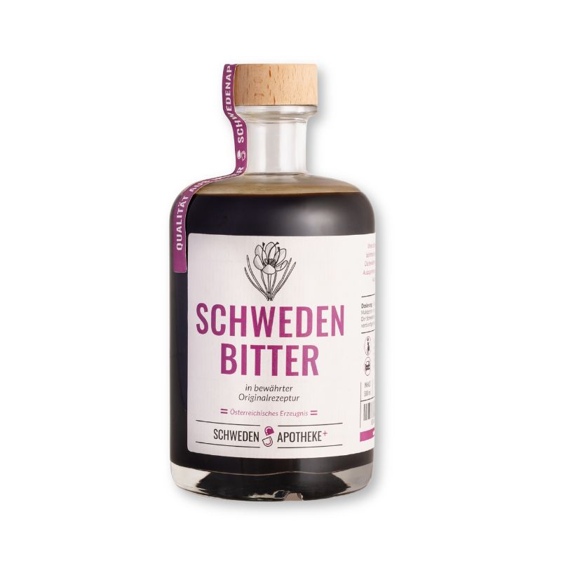 Unser Schwedenbitter ist seit Jahrzehnten ein beliebtes und vielseitig anwendbares Hausmittel. Die bewährte Rezeptur enthält einen alkoholischen Auszug erlesener Kräuter für die tägliche Anwendung. Auch geschmacklich ein Erlebnis!